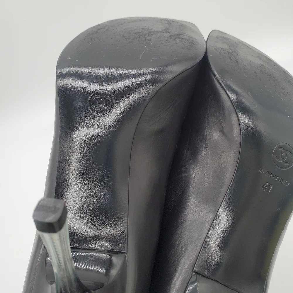 CHANEL Vintage 2000 Black Leather Pump Heels 41 - Picture 13 of 16